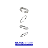 KANSAI情侣麻花开口设计四件套装 戒指冷淡风酷潮指环可调节手饰品