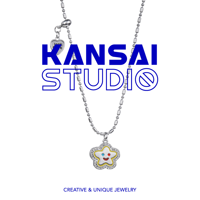KANSAI新款笑脸花朵星星爱心项链个性甜酷风少女配饰冷淡风潮饰