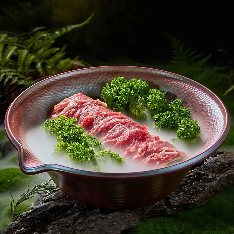 火锅商用意境干冰翘角牛肉盘