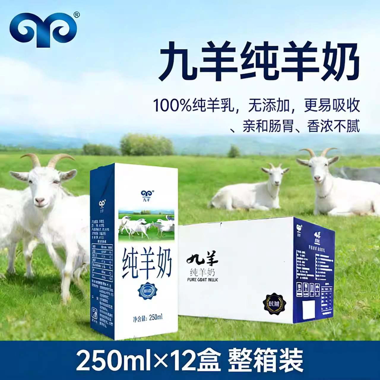 九羊纯山羊奶礼盒装250ml*12盒