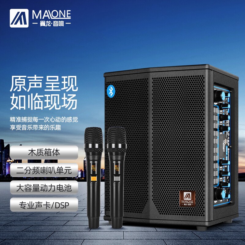曼龙广场舞音响便携式户外带声卡蓝牙大功率音箱k歌乐器演出无线