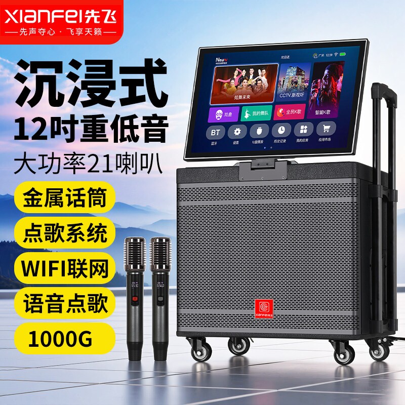 先飞K歌音响户外广场舞音箱带显O