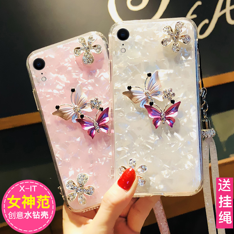 苹果XR手机壳iphoneXr挂脖子iponeXR镶钻iph0nerx可爱女iphnoa潮iphone xr个性A2108保护套pingg xr水晶吊绳-封面