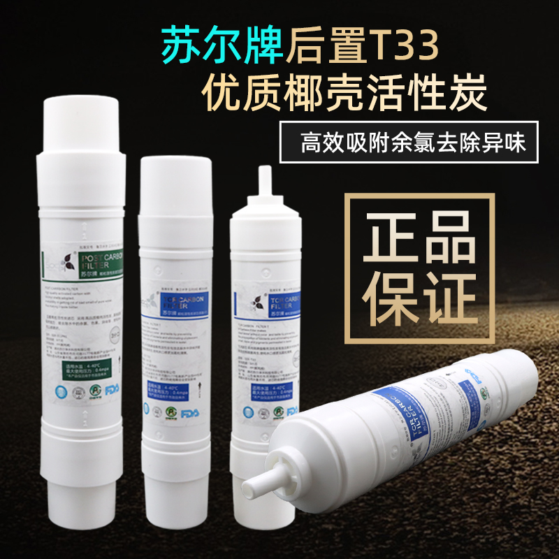 蘇爾椰殼后置活性炭10寸濾芯一體快接2分口3分8寸小T33家用凈水器