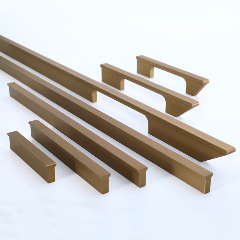 古铜色拉丝大衣柜拉手加长把手通体一字型t型衣橱柜威法美式轻奢