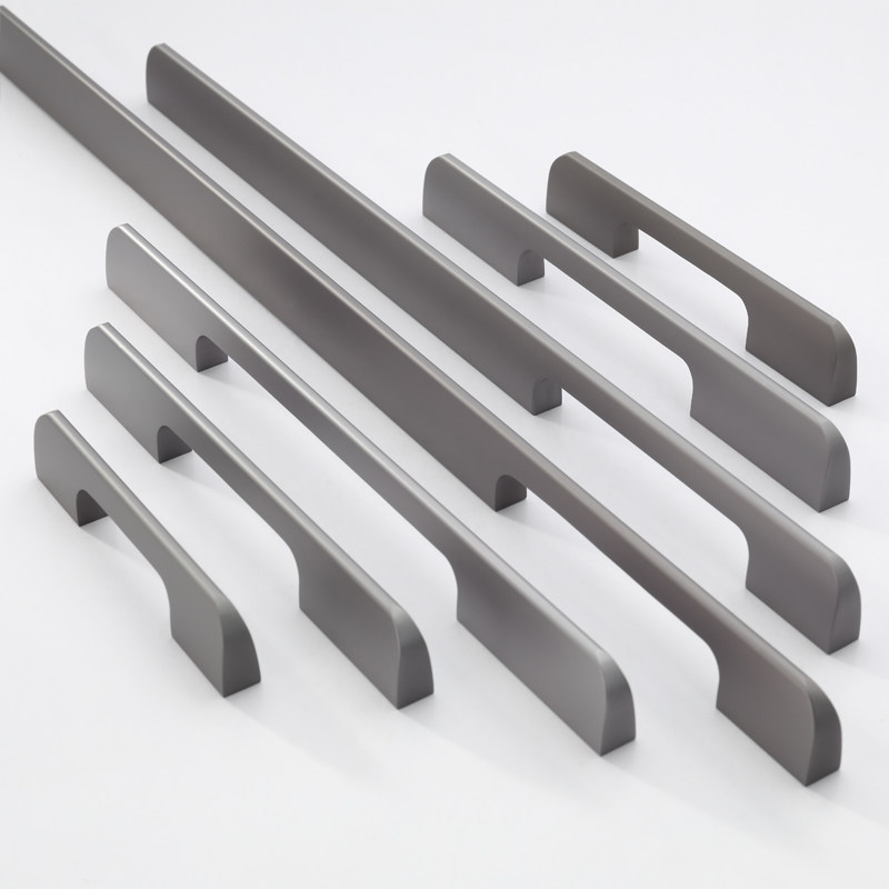 灰色铁灰色加长把手柜门轻奢拉手衣柜橱房柜抽屉酒柜柜门子弹把手