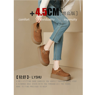 【轻舒】新款增高厚底勃肯鞋女复古全包博肯单鞋加绒雪地靴秋冬季