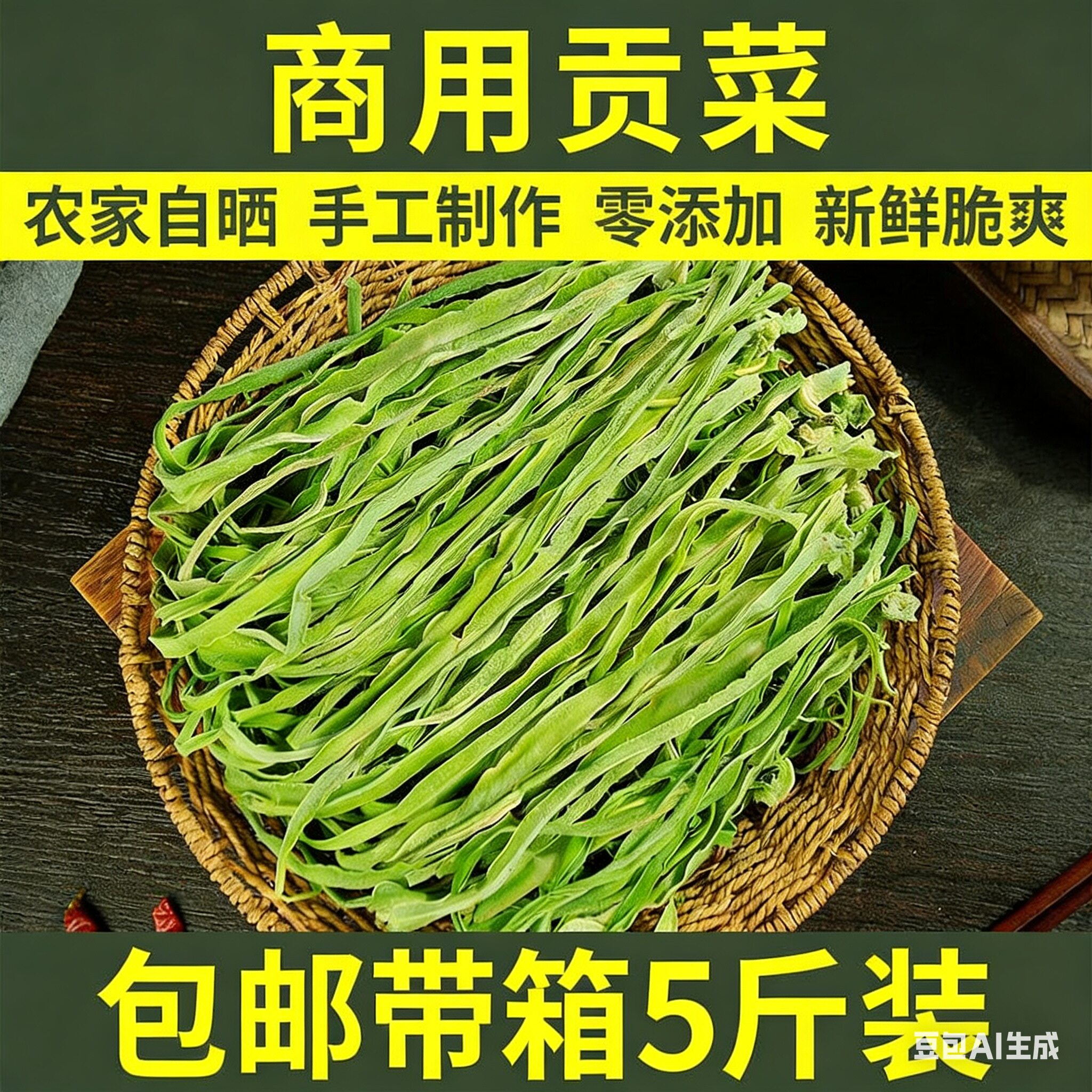 贡菜干干货脱水蔬菜火锅专用商用苔菜干包邮农家土特产带箱5斤装