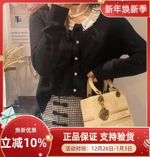 毛衣 小香风羊毛衫 圣仕莲5937 钉珠蕾丝木耳花边系带蝴蝶结针织衫