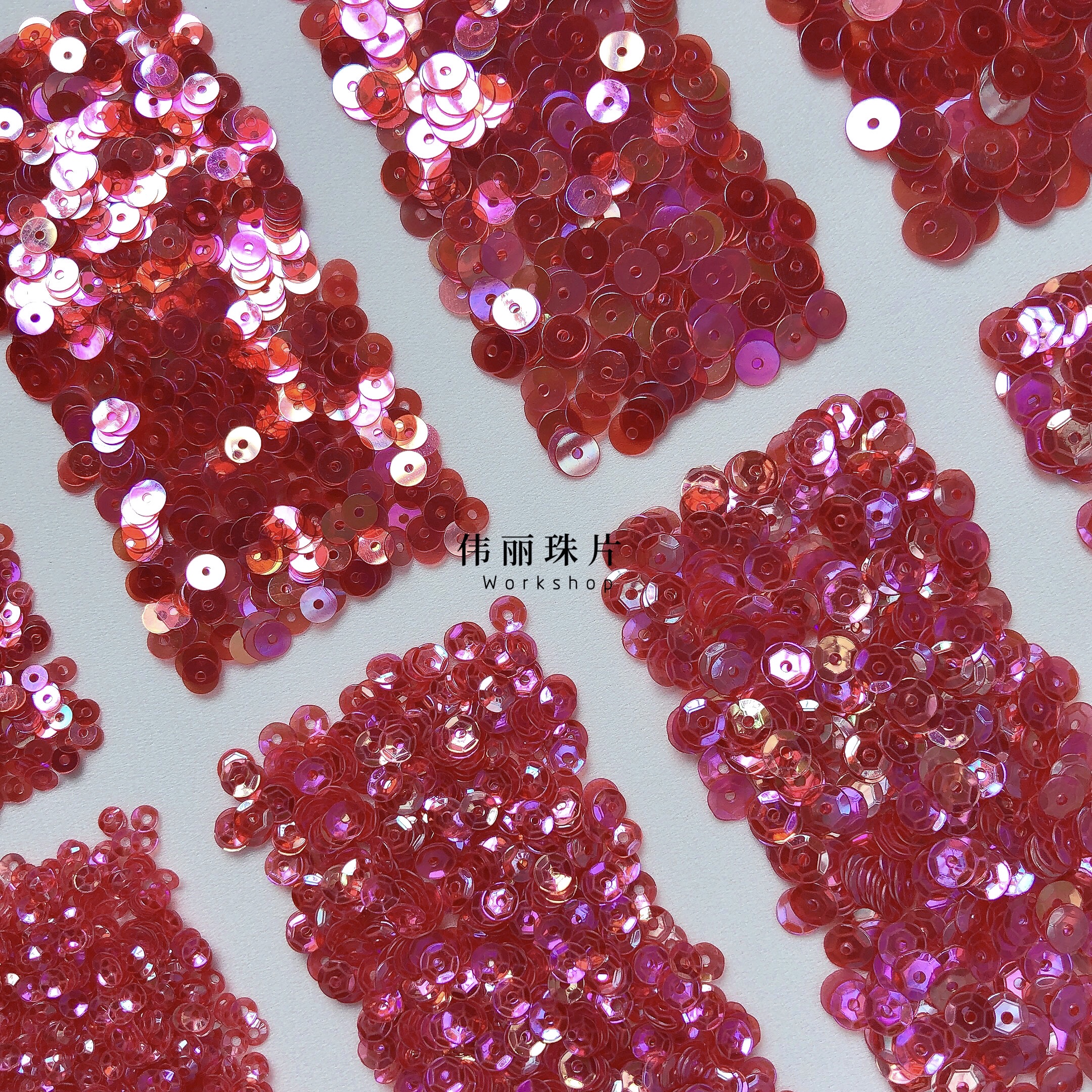 非洋红色法式刺绣PVC珠片