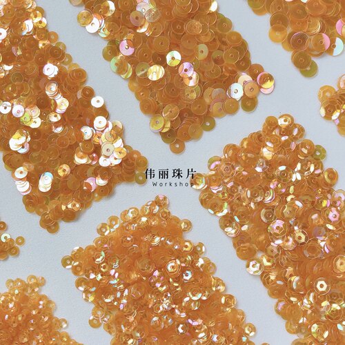 太阳橙色3/4/5/6mm系列【TS29】法式刺绣PVC珠片婚纱手缝服装辅料