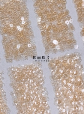 浅杏色3/4/5/6mm系列【PL812】法式刺绣婚纱礼服辅料PET手缝珠片