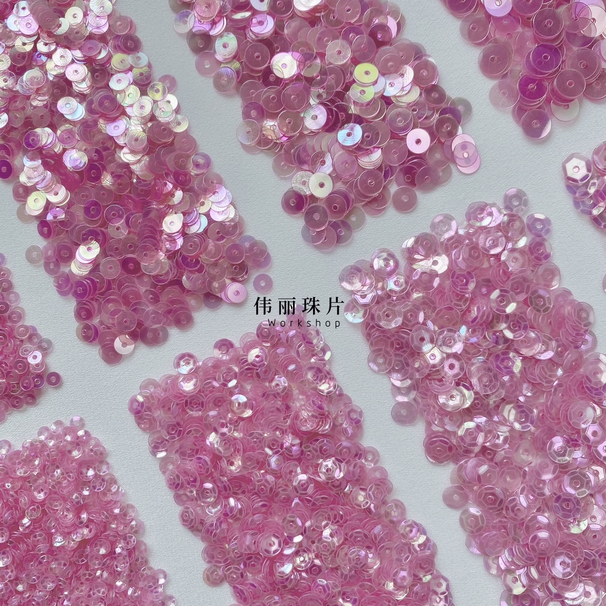 菡萏红色法式刺绣PVC珠片