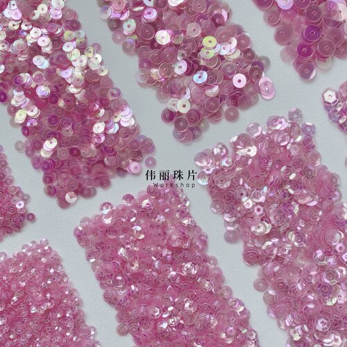 菡萏红色法式刺绣PVC珠片