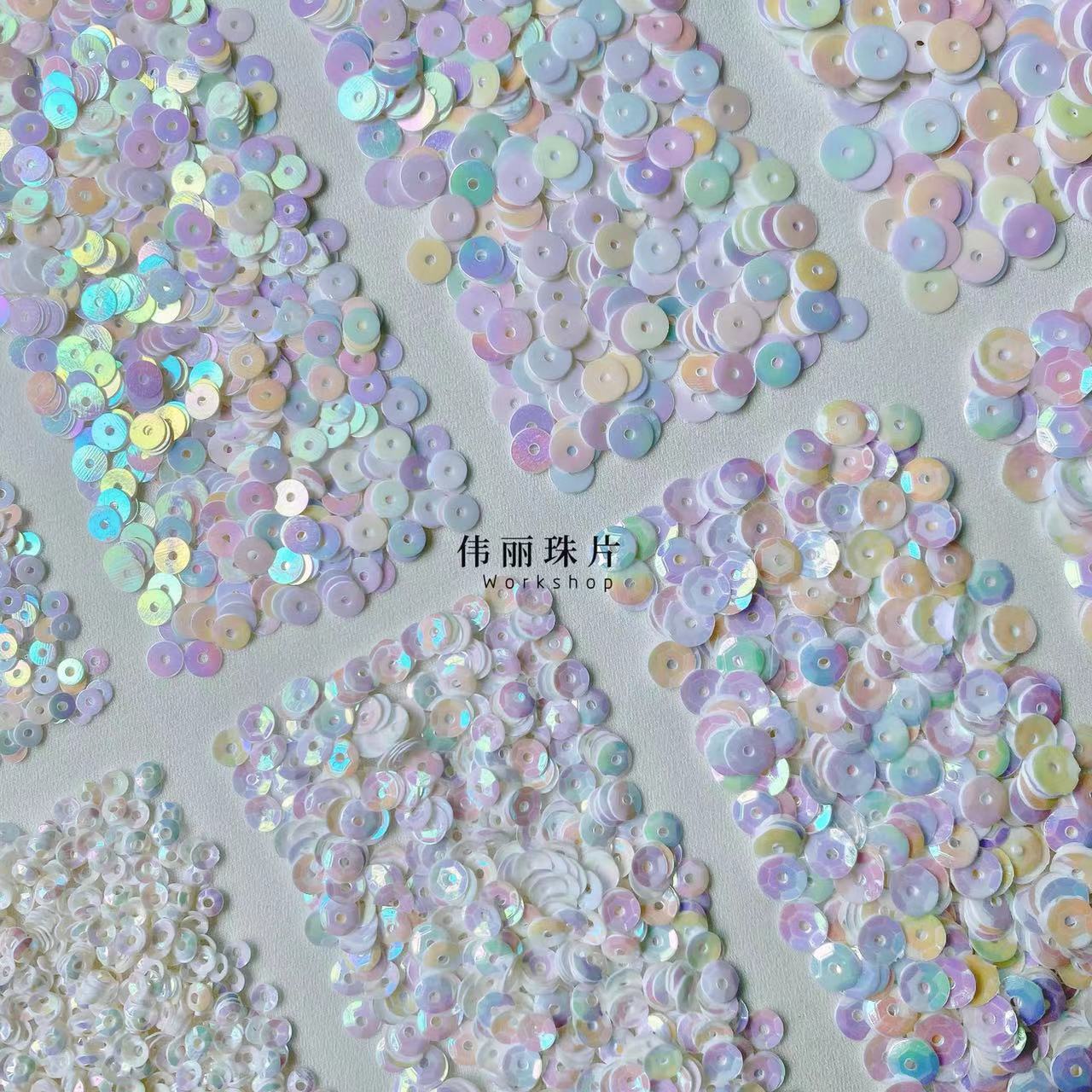 pvc马卡龙实色彩法式刺绣珠片