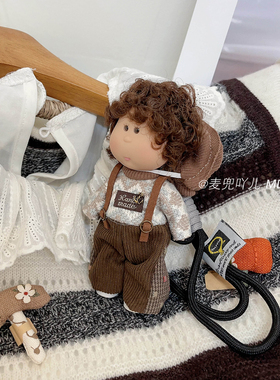 复古卷毛男孩娃娃挂件背带裤玩偶包包挂饰手工公仔钥匙扣女生礼物