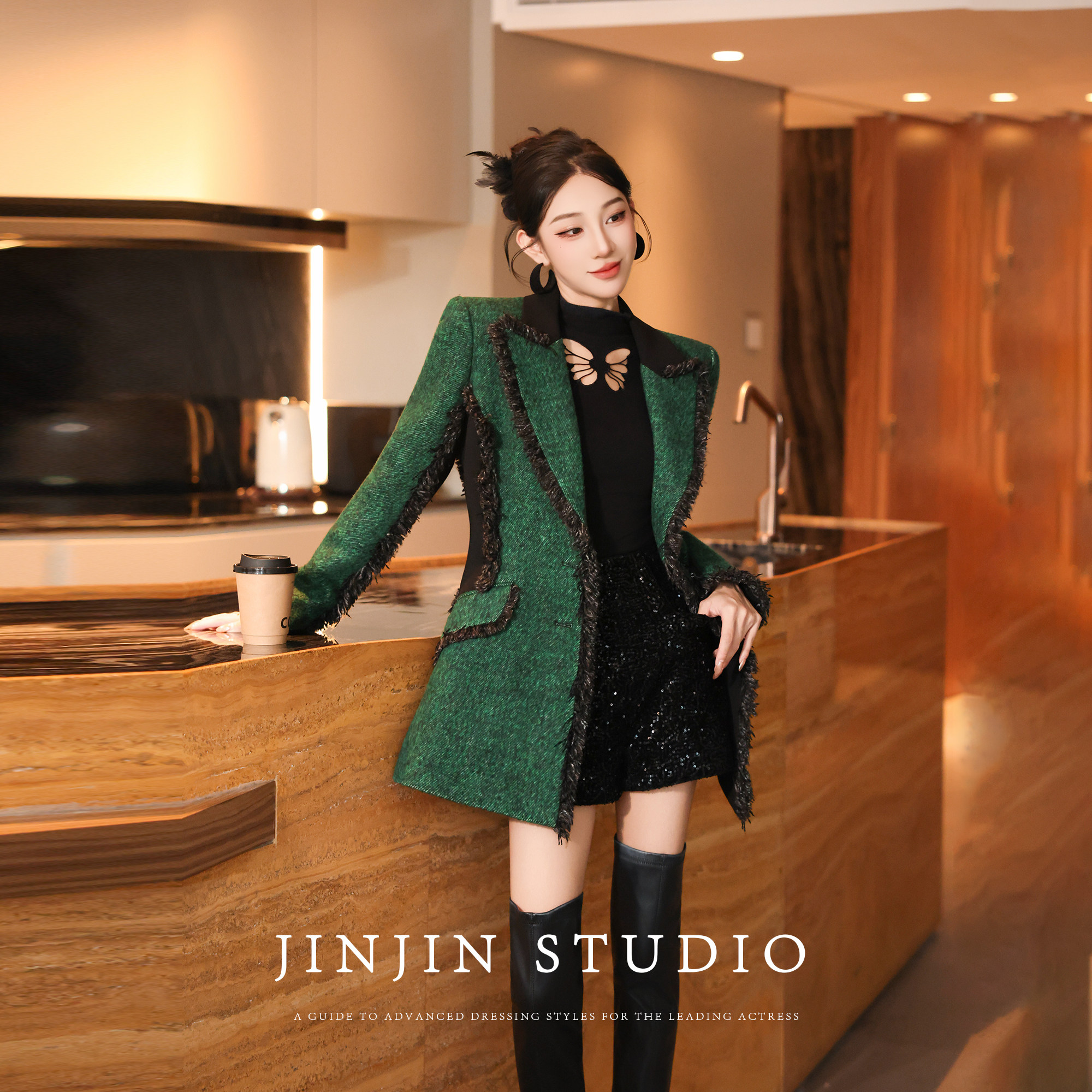 加棉显瘦百搭西装设计感羊毛外套