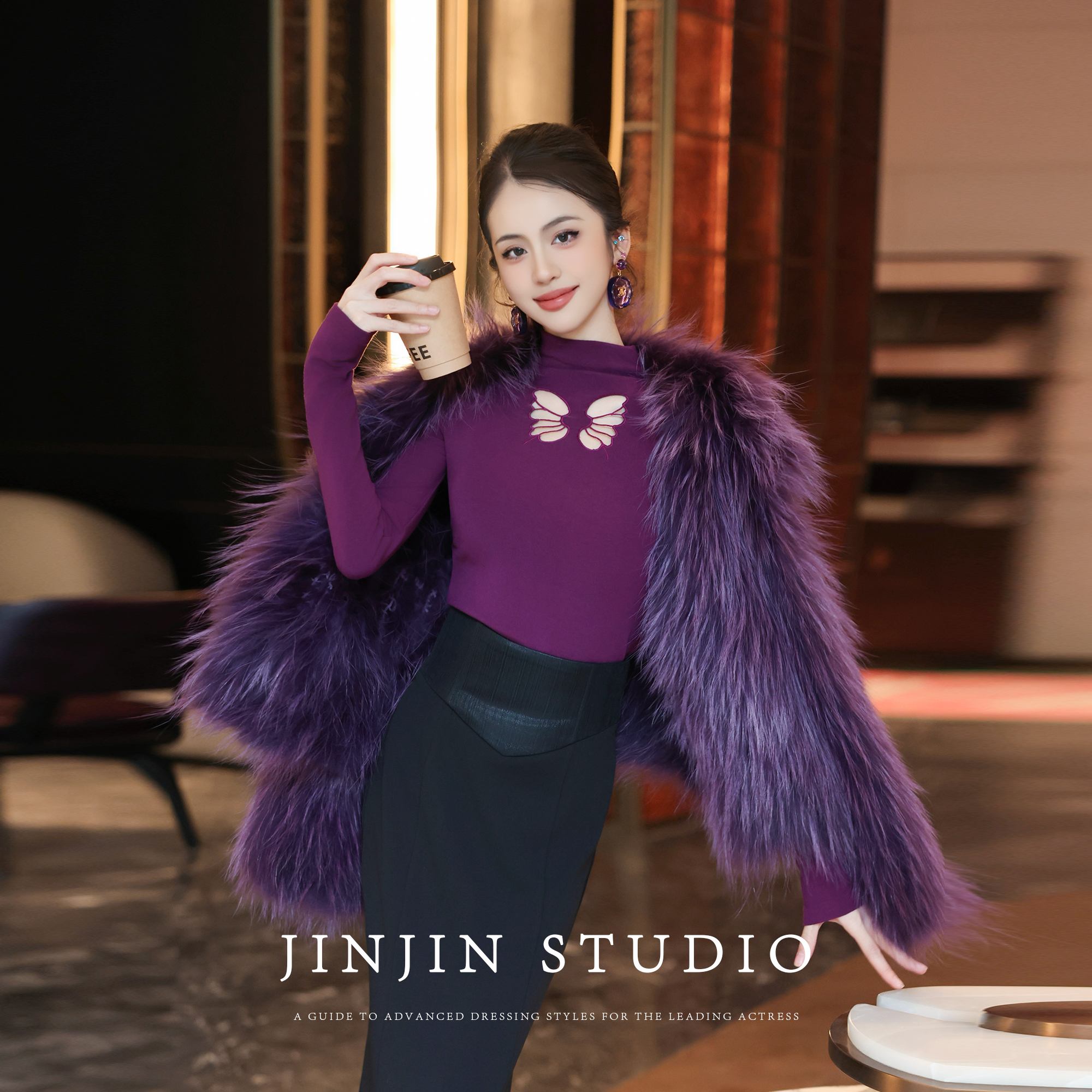 貂子绒编织皮草名媛感洋气外套