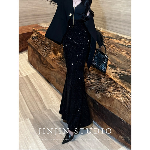 亮片时尚轻奢鱼尾半身裙