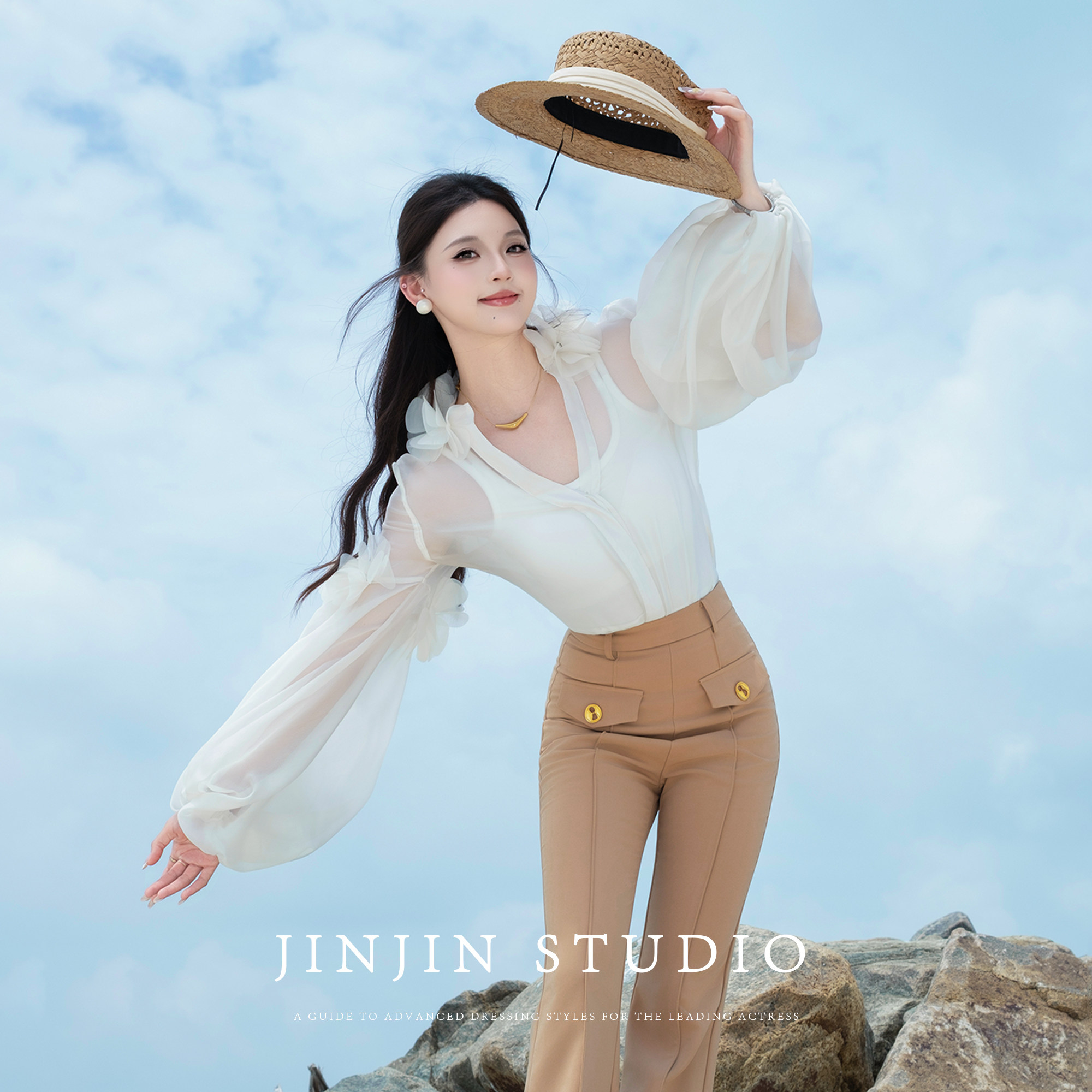 MD进进原创【少女心事】2026春夏时尚气质显瘦设计感透视衬衫上衣