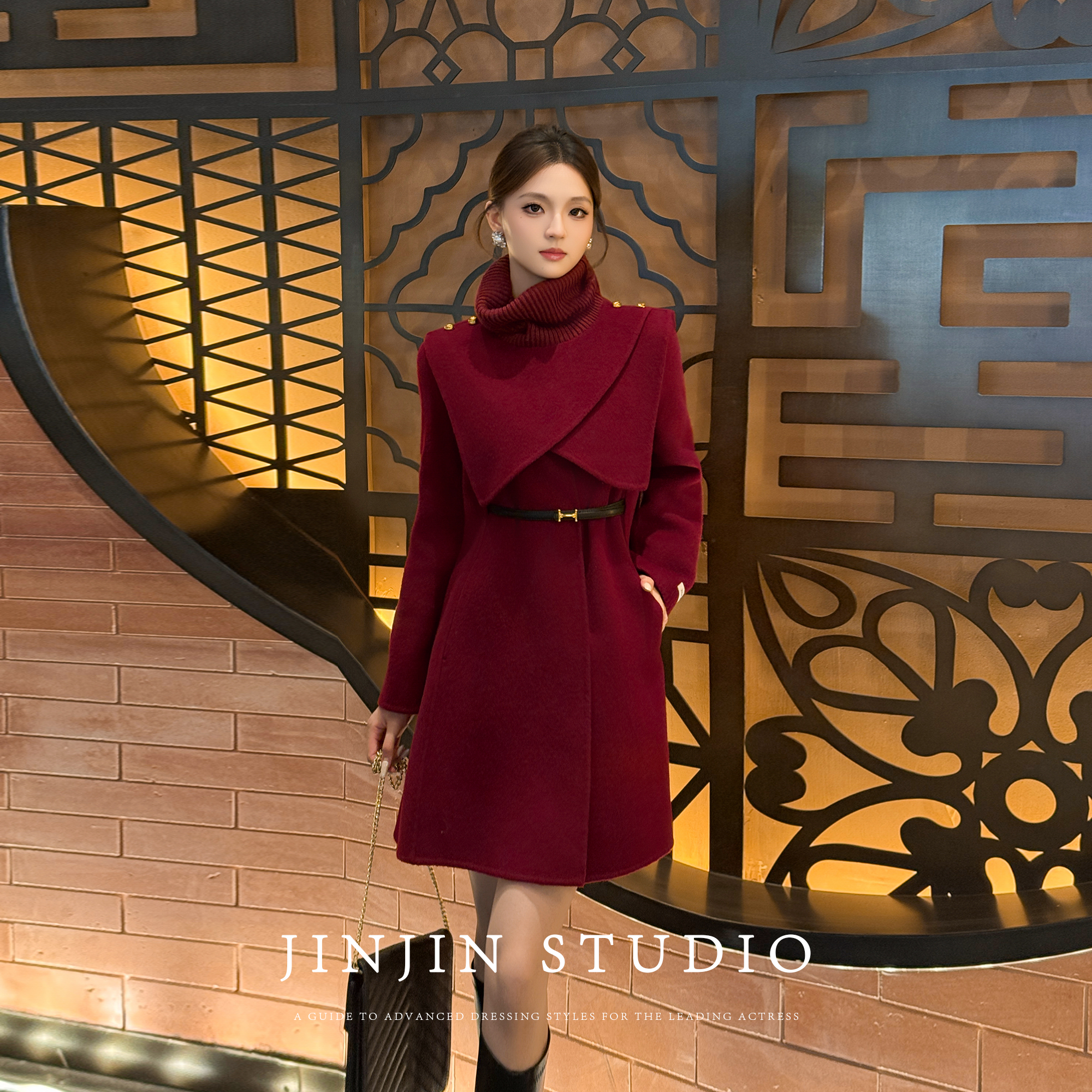 斗篷大衣保暖绵羊毛韩系围脖外套