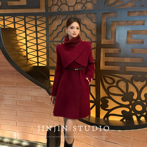 斗篷大衣保暖绵羊毛韩系围脖外套