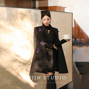 MD进进原创【蝴蝶公主】2025冬季时尚显瘦可拆披风斗篷羊毛外套