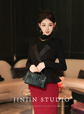 MD进进原创【优雅永存】2025冬季拼接假两件收腰显瘦百搭长袖上衣