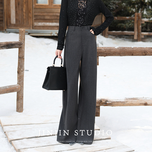 MD进进原创【城市漫步】2026新款休闲风加厚直筒阔腿显瘦西装长裤