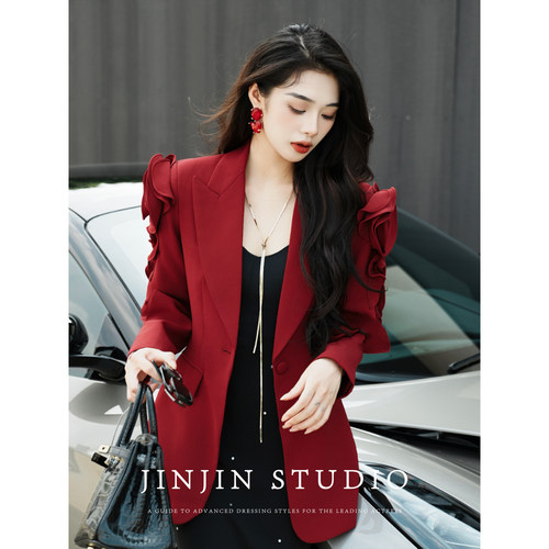 MD进进原创女神时尚纯色西装外套