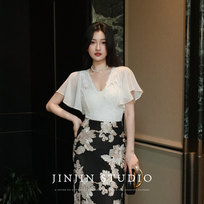 显瘦时尚法式性感蕾丝轻奢上衣