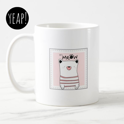yeap!可爱动物文艺陶瓷耐高温马克杯咖啡杯水杯牛奶杯 假装我是喵