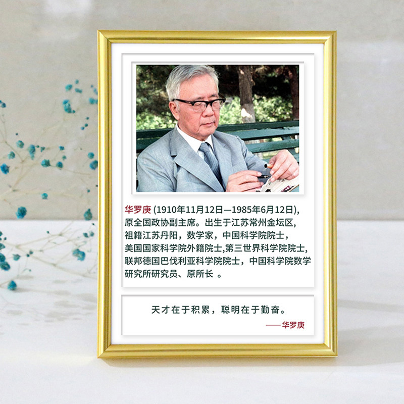数学家华罗庚画像桌面摆件摆设挂墙励志标语录聪明在于勤奋铝相框