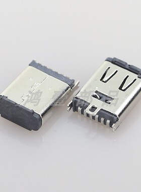 TYPE-C母座 HY-TC-C108LT-6P-A加盖卷装6P立式贴片10.8MM大电流