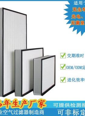 无隔板高效过滤器H13滤芯空调送风口板式初效hepa百级ffu空气滤网