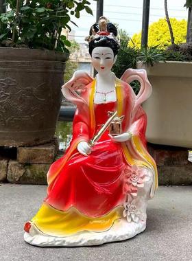 18寸陶瓷拿剑托龙印令牌仙女神像公主仙子剑女姑娘神像佛像体摆件