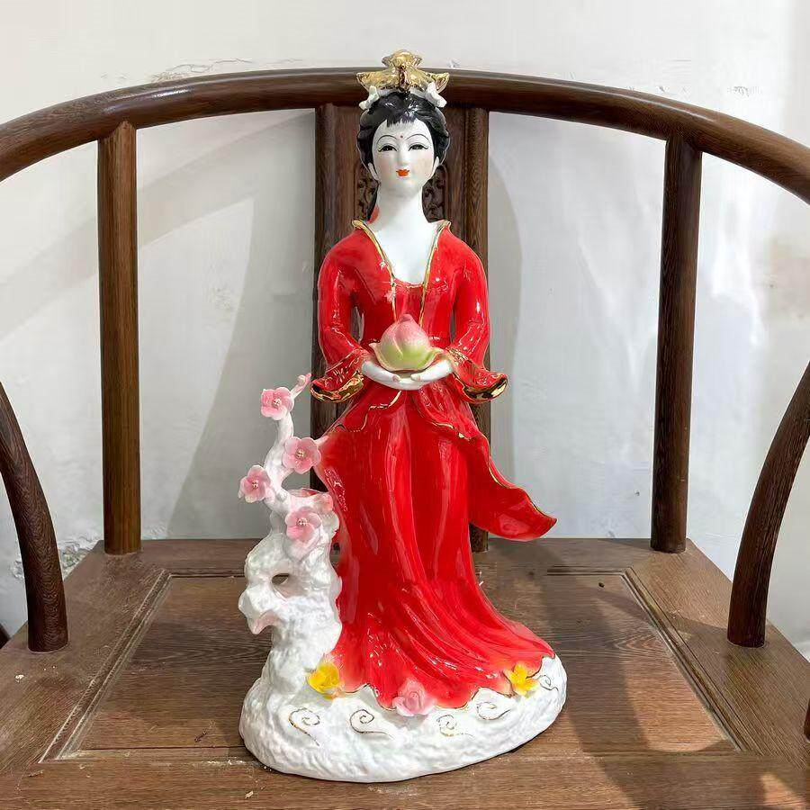 陶瓷何仙姑摆件仙女娘娘神像