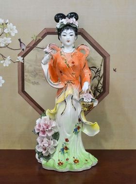 陶瓷九公主神像家用供奉摆件