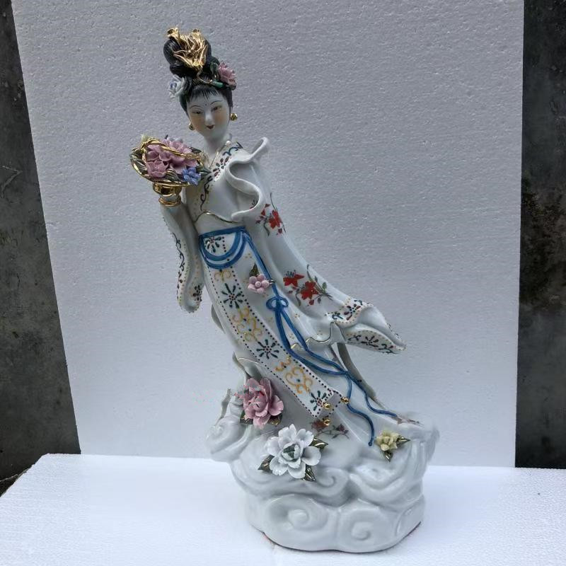 古典陶瓷七仙女塑像神像佛像供奉摆件家庭佛堂供奉七公主姑娘像体