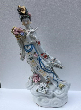 古典陶瓷七仙女塑像神像佛像供奉摆件家庭佛堂供奉七公主姑娘像体