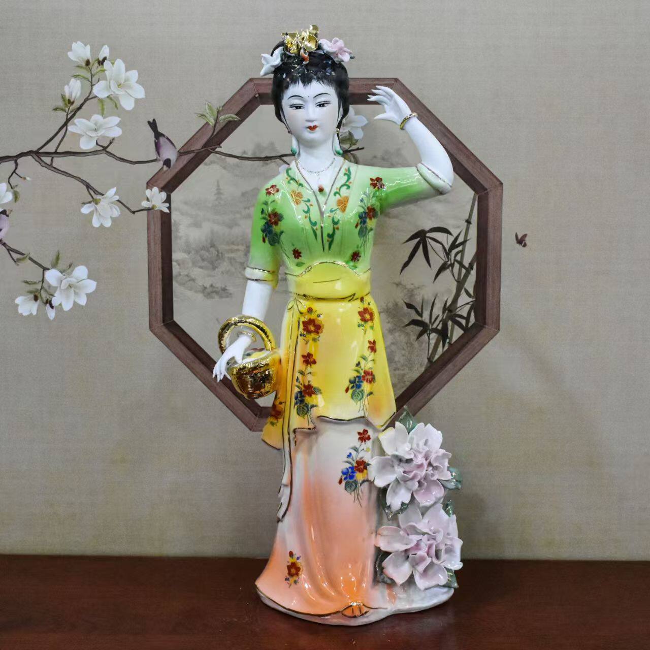 陶瓷彩绘七仙女神像供奉摆件塑像