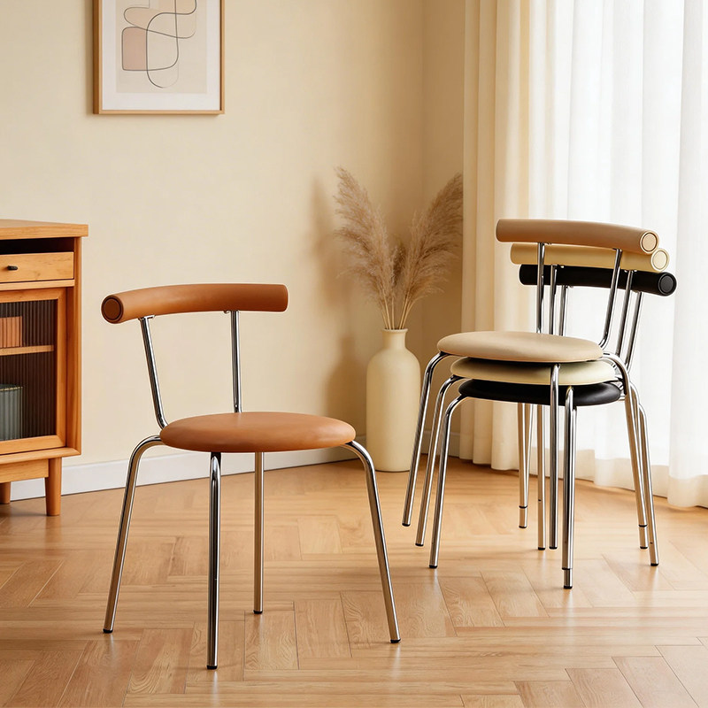 网红餐椅奶油风蛋卷靠背椅奶茶甜品店用椅小户型公寓民宿组装椅子