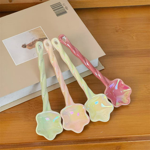 可爱星星麻花ins陶瓷调羹甜品勺
