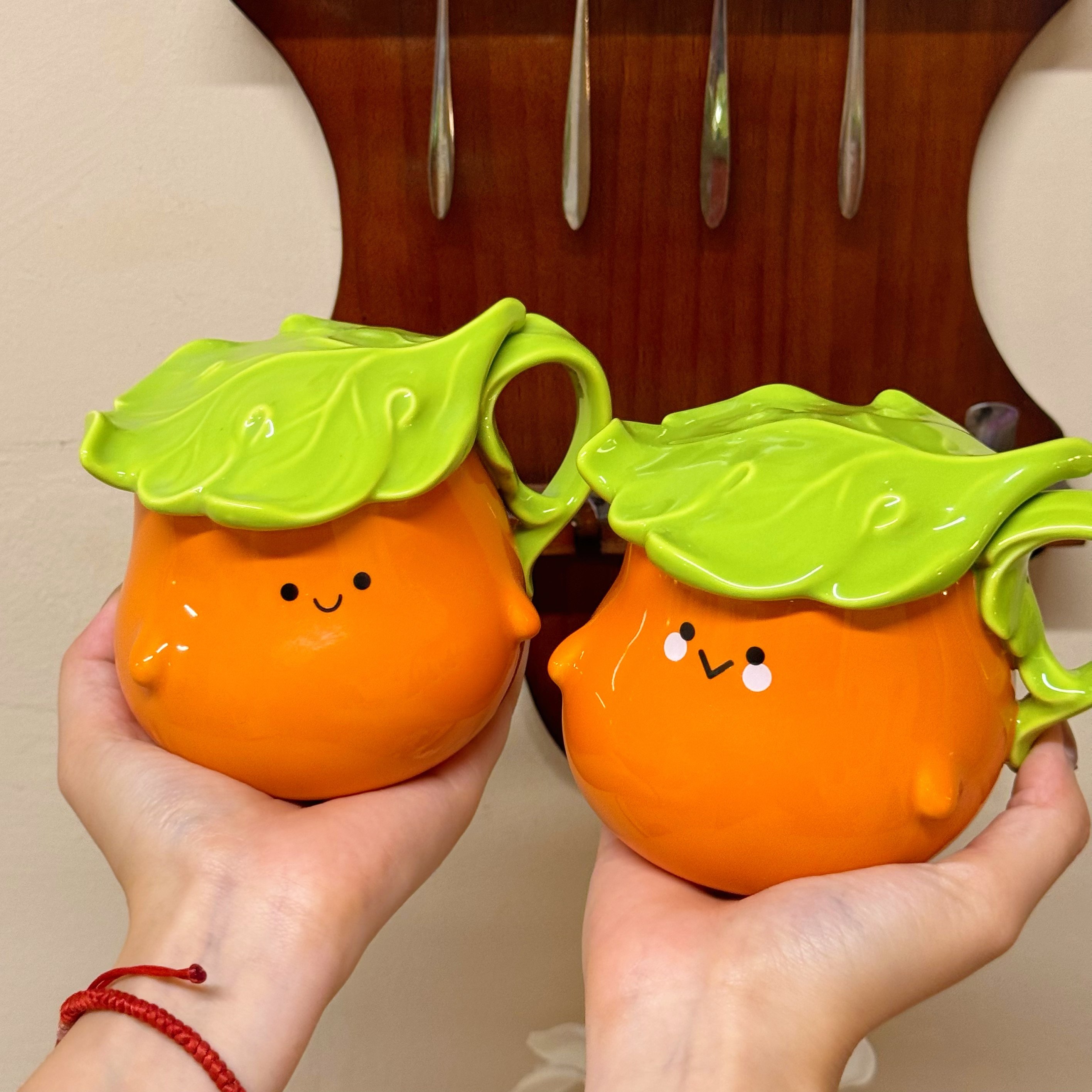 呆萌可爱菜茄马克杯陶瓷送礼生日礼物情侣水杯七夕学生大容量杯子