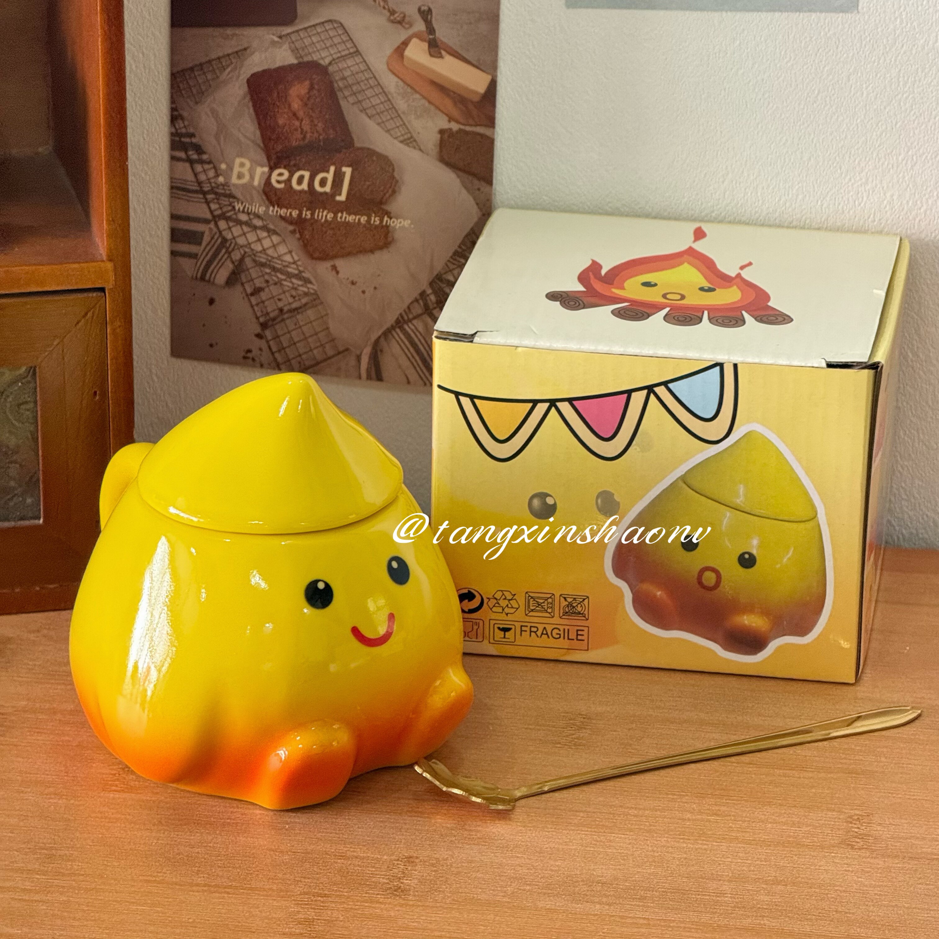 可爱火花马克杯送礼送朋友纪念礼物水杯陶瓷带盖学生杯子个性创意