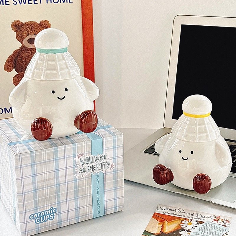 可爱创意羽毛球马克杯陶瓷送礼生日礼物送闺蜜水杯搞怪高颜值喝水