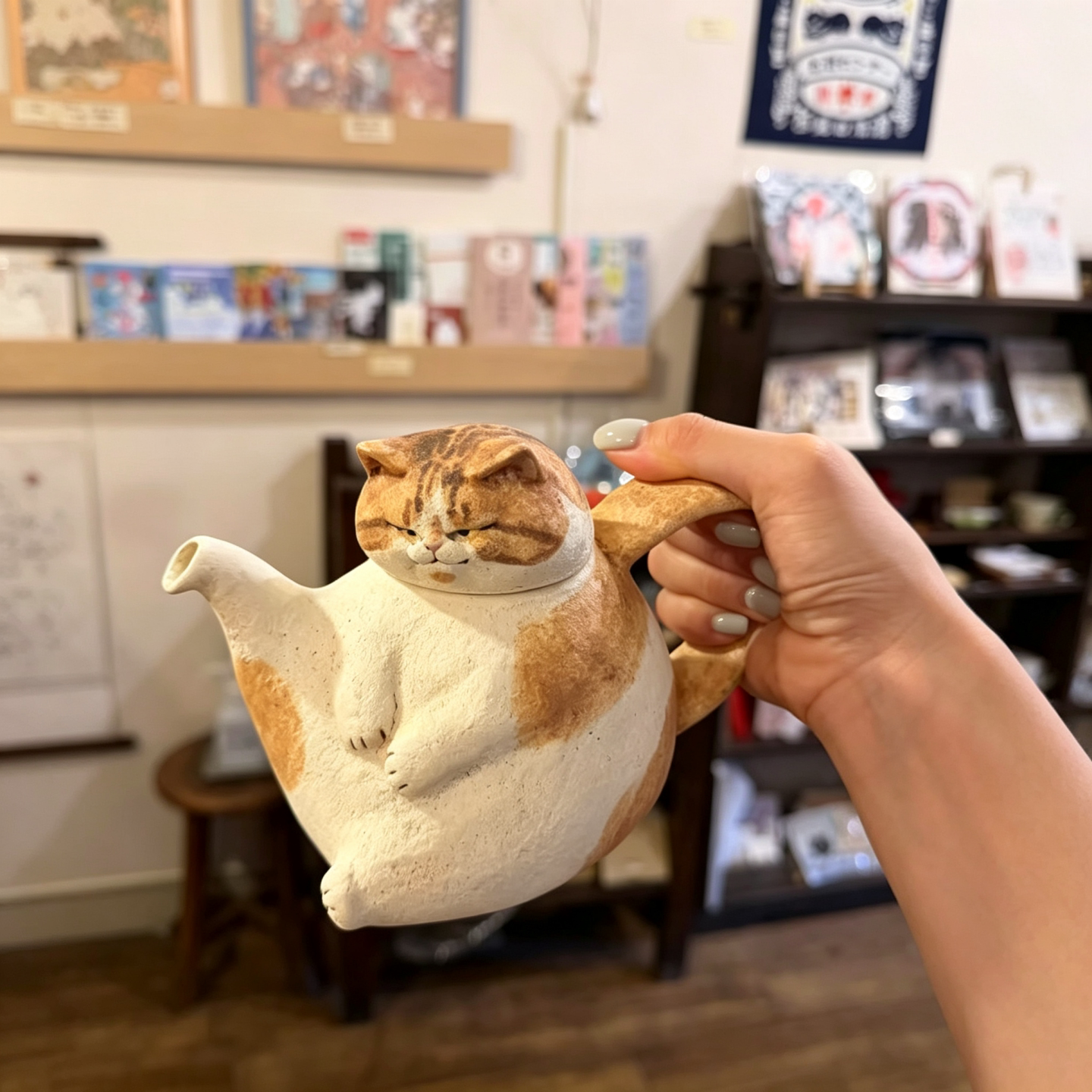 陶瓷猫咪水壶耐高温带手柄防烫杯