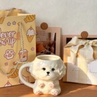 Cute dog-shaped ceramic cup, creative mug handle cup, cute dog, niche creativity, high appearance level cup thumbnail 5