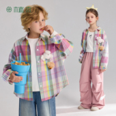 DIY定制格 童装 彩色格纹 男童女童 植木 新款 儿童衬衫 2026春季