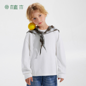 中大童华夫格运动长袖 植木童装 男童T恤2026春新款 上衣儿童T恤